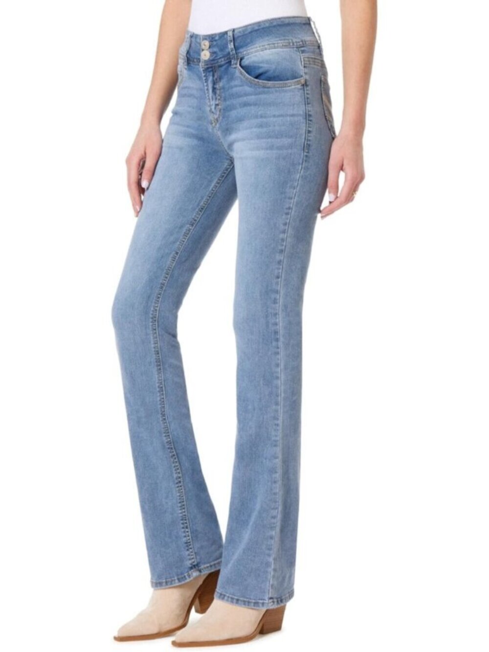Womens Albury Mid Rise Stretch Denim Trendy Classic Luscious Curvy Bootcut Jeans